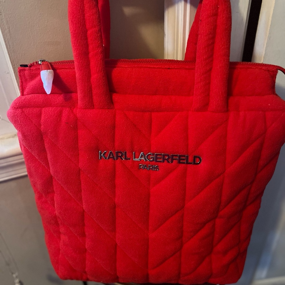 LARGE RED KARL LAGERFELD RED TOTE NWT